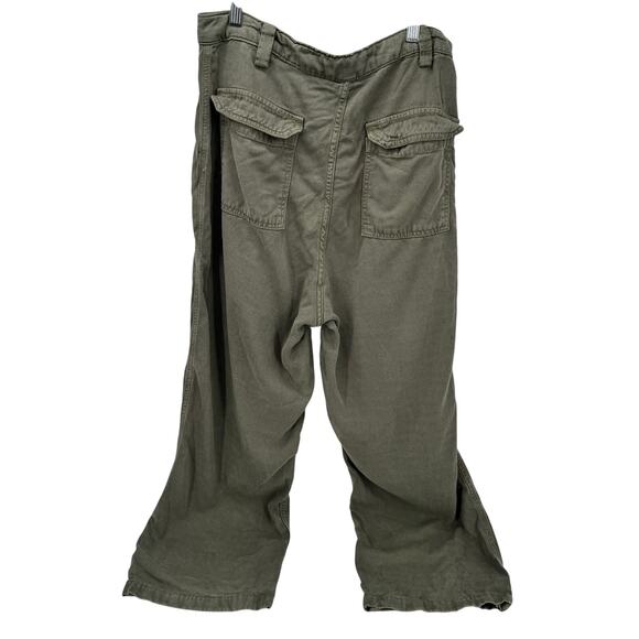 Raey Wide Leg Pants Womens 12 (32x26 ACTUAL) Green Coastal Lyocell Button Fly - Picture 4 of 10